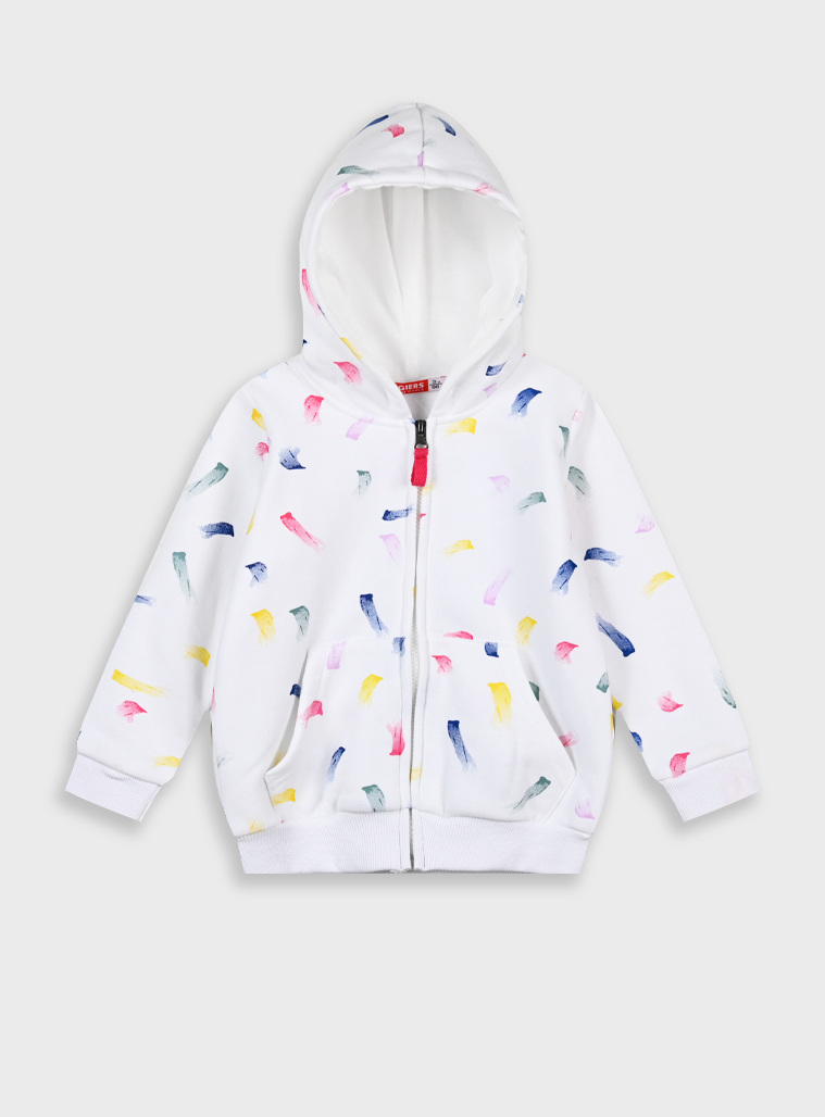 Ζακέτα φούτερ εμπριμέ με κουκούλα για κορίτσι | ΕΚΡΟΥ