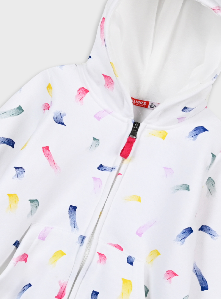 Girl΄s all over print fleece jacket | ECRU