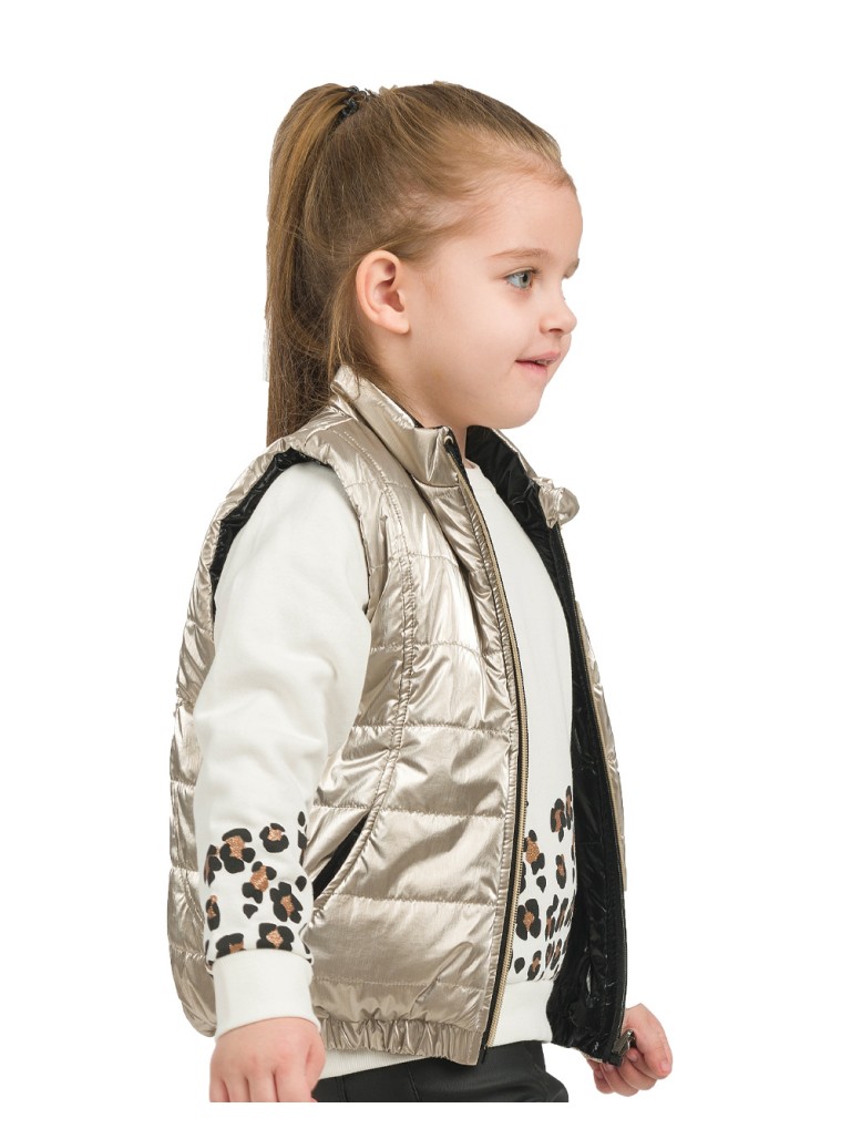 Girl΄s raglan fleece blouse with leopard animal print | ECRU