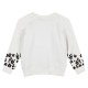 Girl΄s raglan fleece blouse with leopard animal print | ECRU