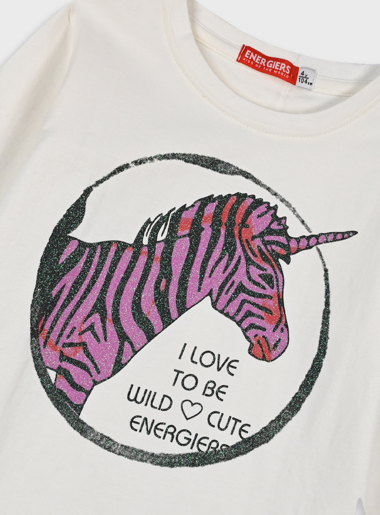 Girl΄s jersey blouse with print | ECRU