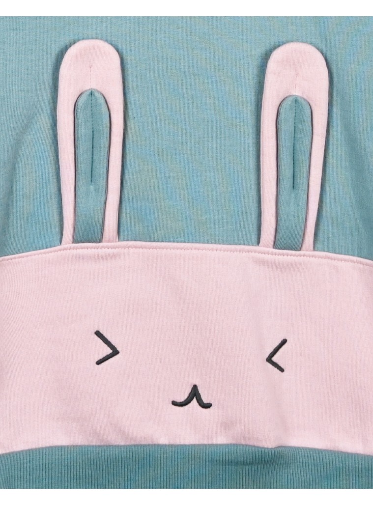 Girl΄s set of fleece blouse with hood and long leggings | MINT GREEN