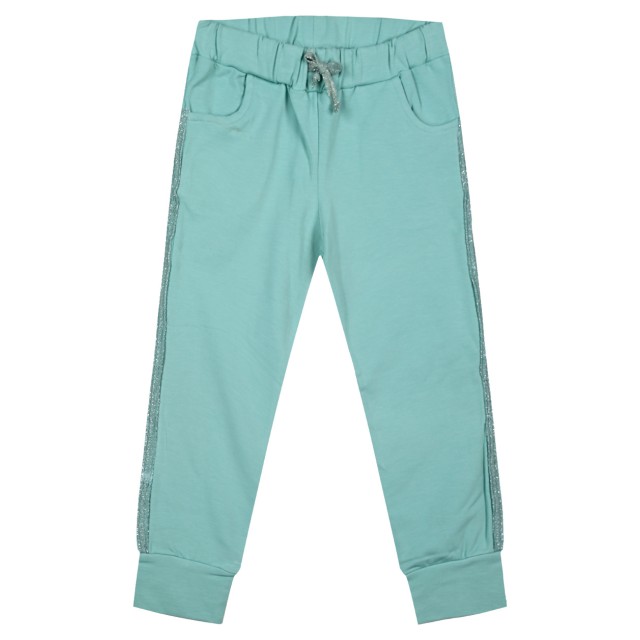 Girl΄s elastic,fleece pants with lurex | MINT GREEN