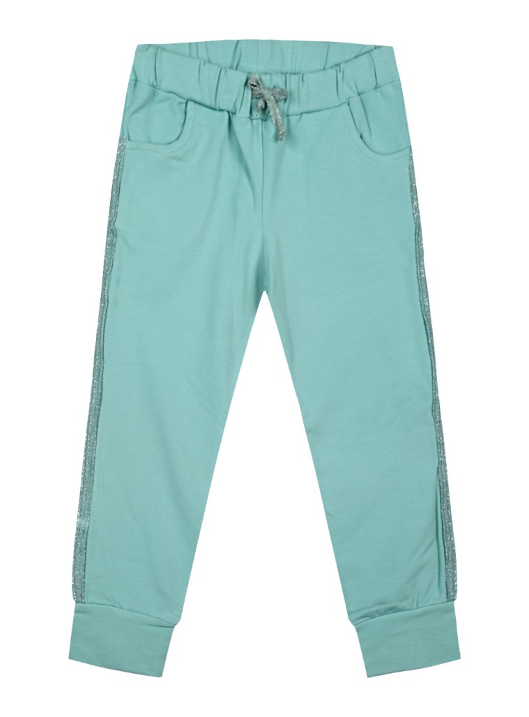 Girl΄s elastic,fleece pants with lurex | MINT GREEN