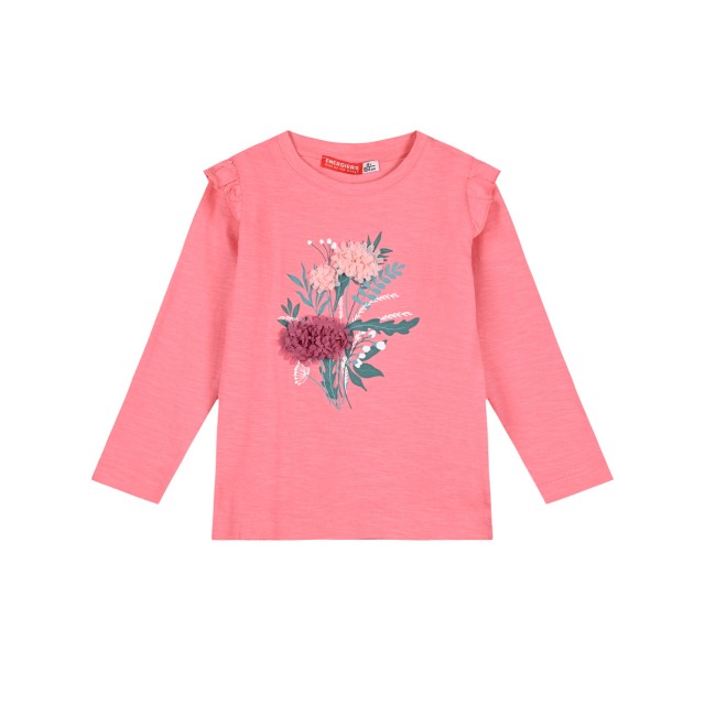 Girl΄s jersey blouse with print | LIGHT CORAL