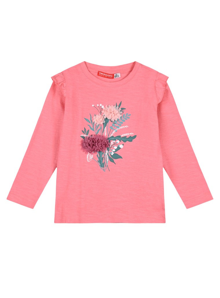 Girl΄s jersey blouse with print | LIGHT CORAL