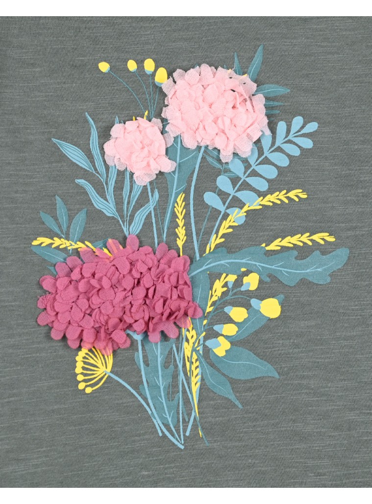 Girl΄s jersey blouse with print | DESERT GREEN