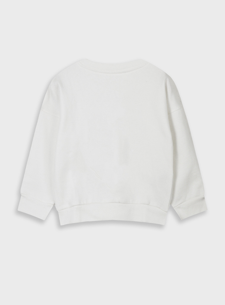 Girl΄s fleece blouse with print | ECRU