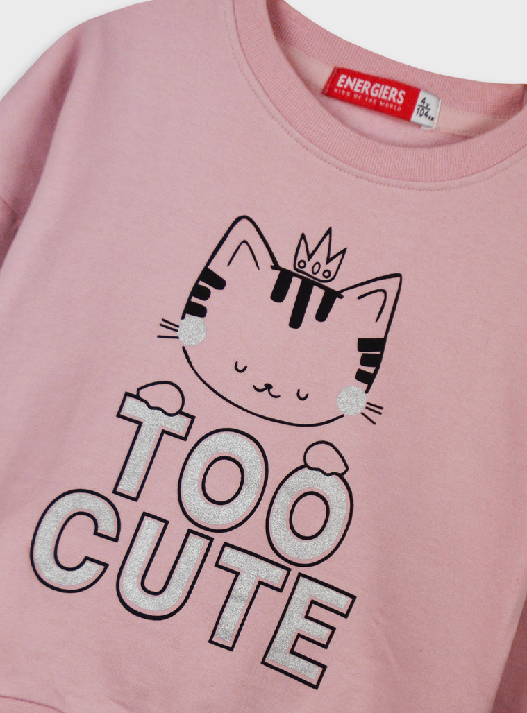 Girl΄s fleece blouse with print | ROSE PETAL