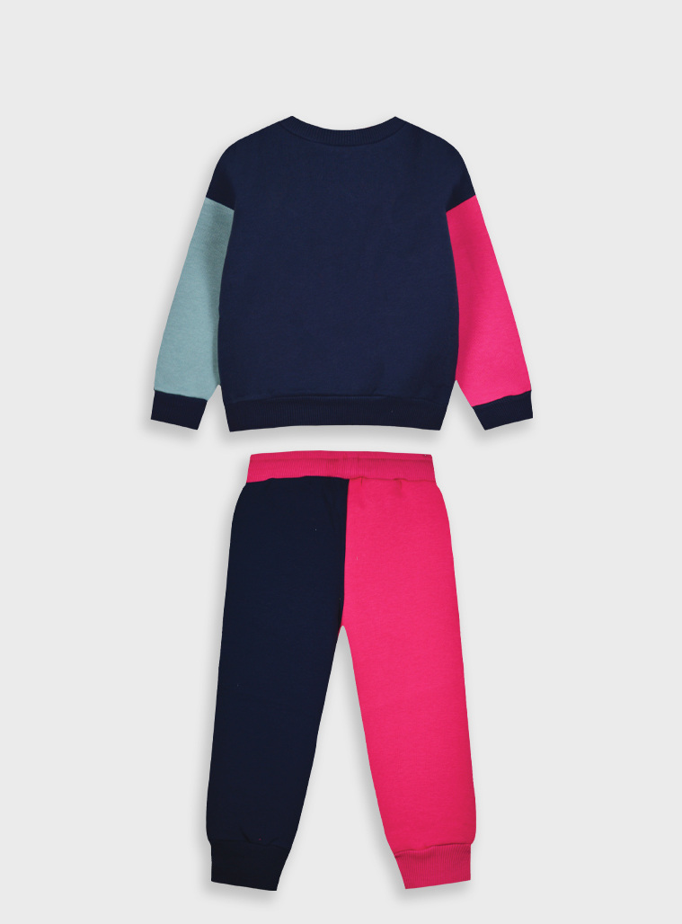 Girl΄s block colour fleece set | FUCSHIA
