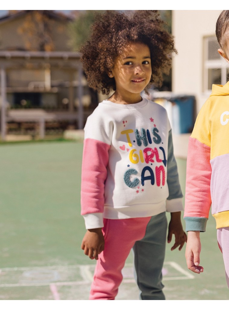 Girl΄s block colour fleece set | LIGHT CORAL