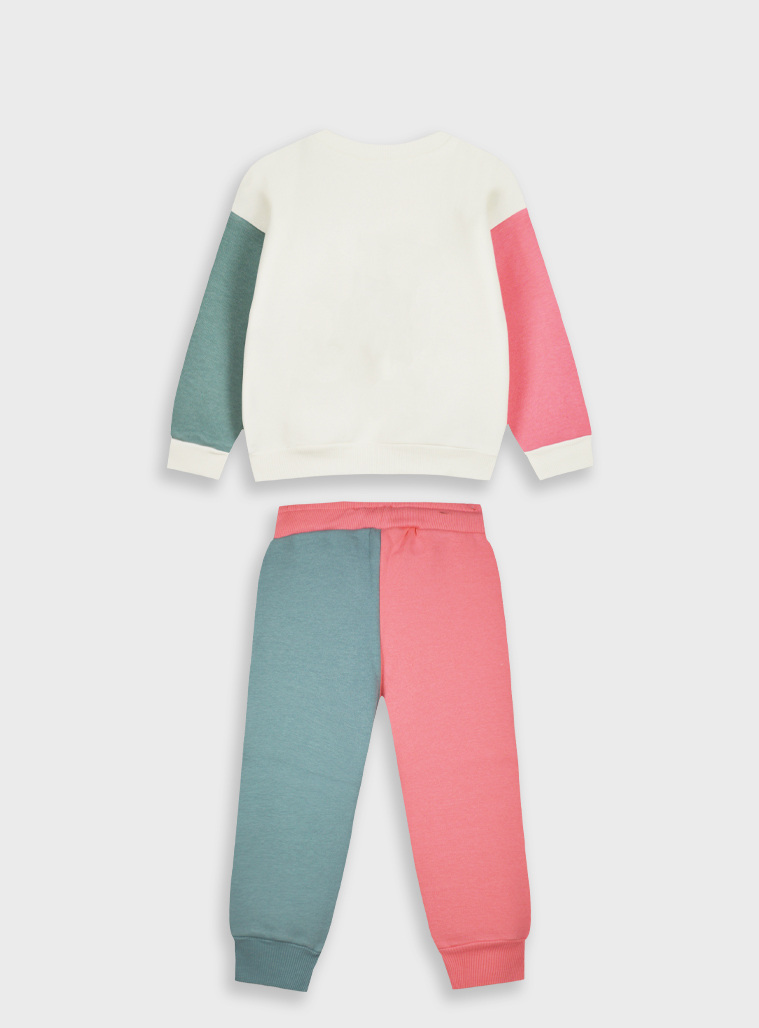 Girl΄s block colour fleece set | LIGHT CORAL