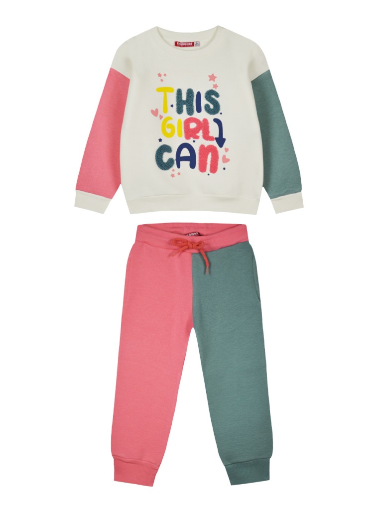 Girl΄s block colour fleece set | LIGHT CORAL