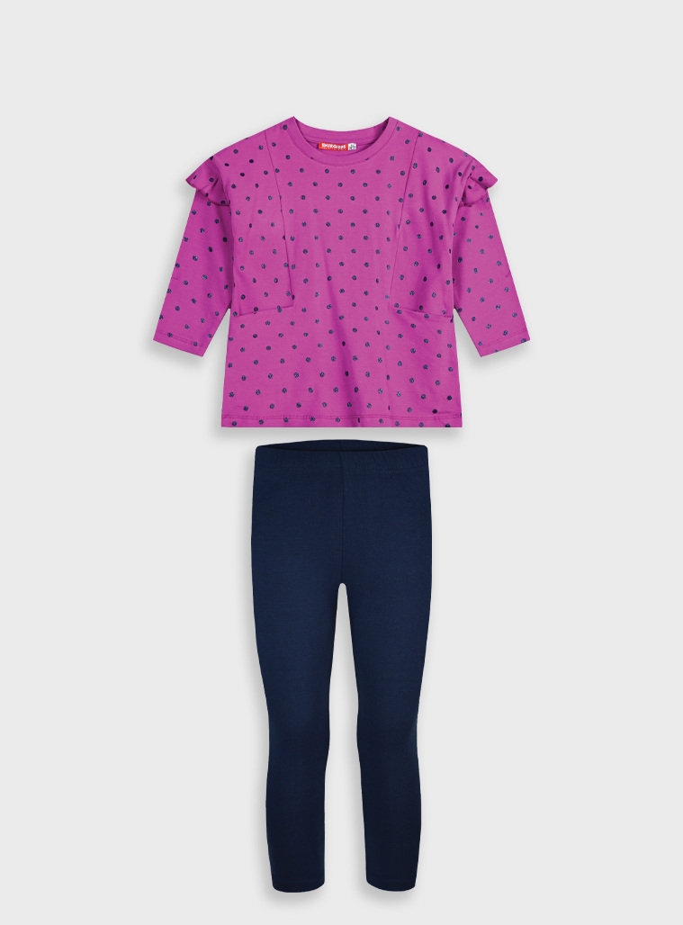 Σετ μακό μπλούζα με πουά και μακρύ κολάν | ΜΑΡΕΝ