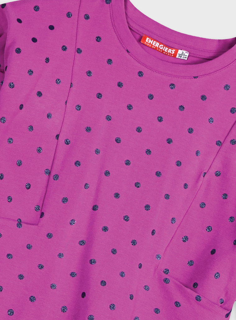 Girl΄s jersey set with polka dot blouse and long leggings | NAVY