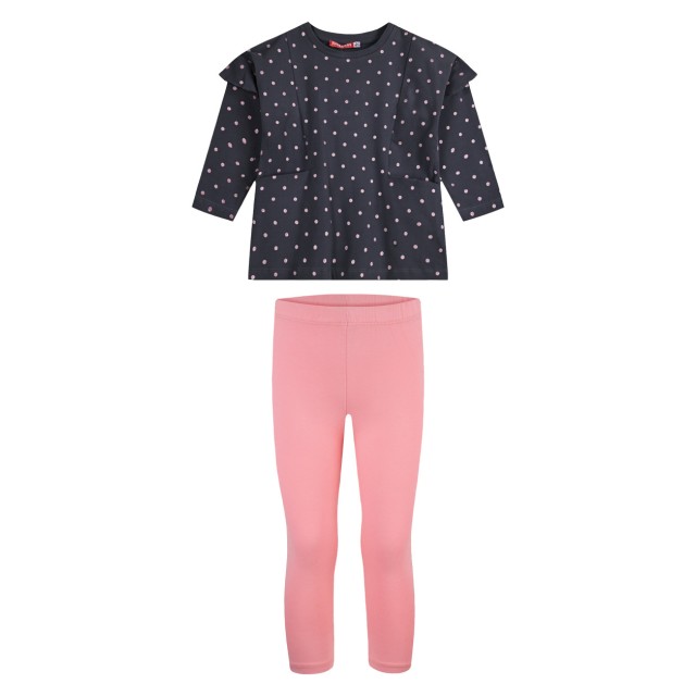 Girl΄s jersey set with polka dot blouse and long leggings | PAPAYA