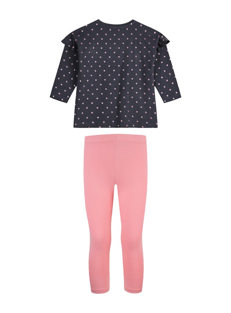 Girl΄s jersey set with polka dot blouse and long leggings | PAPAYA