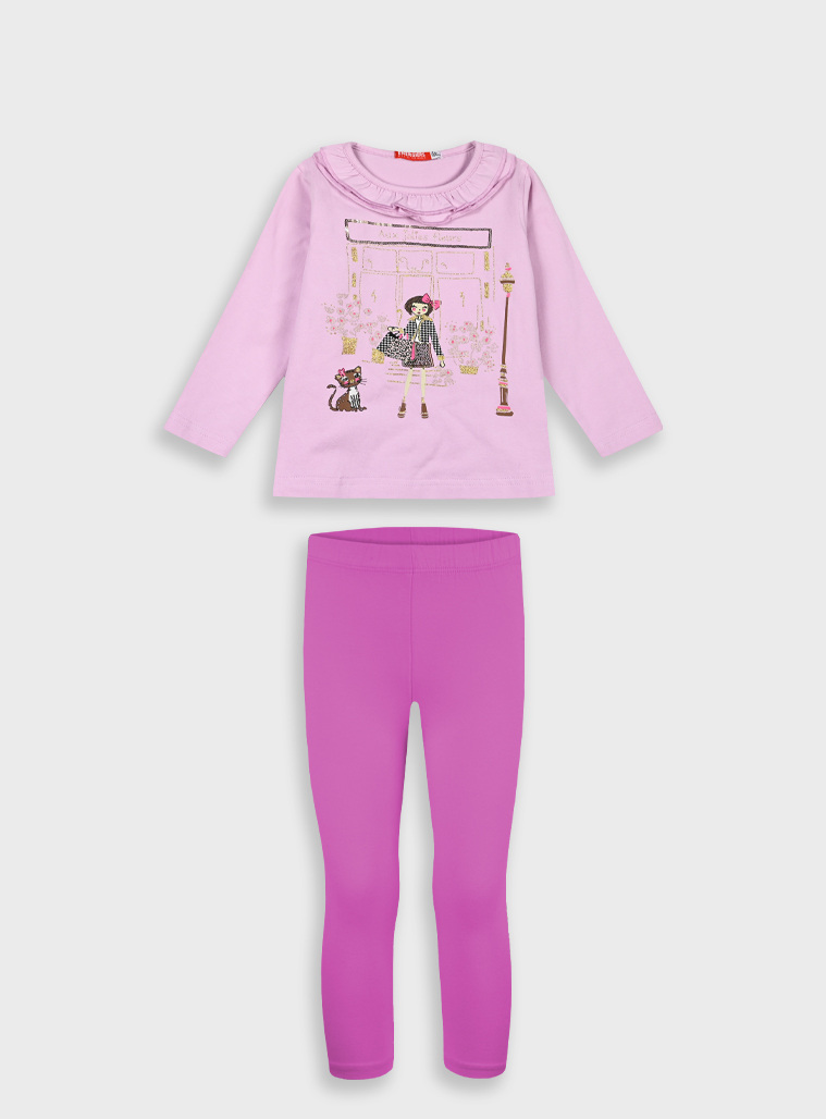 Βαμβακερό σετ με τύπωμα για κορίτσι | ΝΤΑΛΙΑ