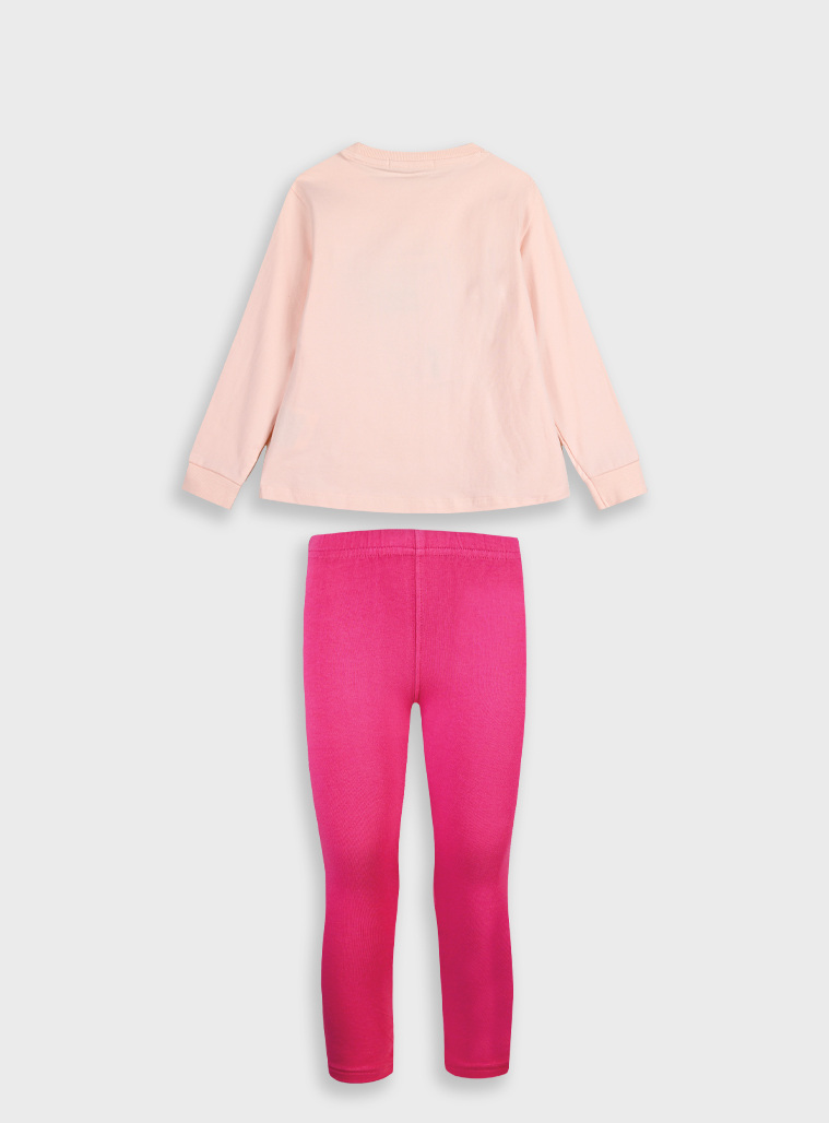 Cotton set with print for girls | FUCSHIA