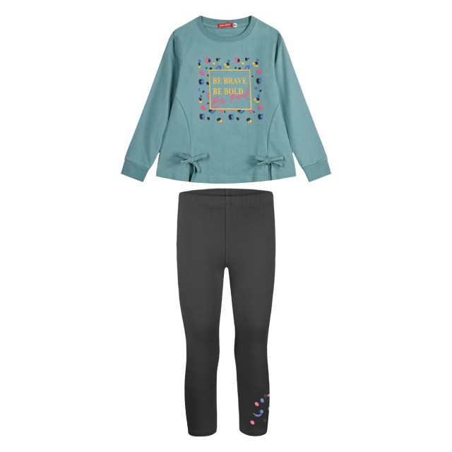 Cotton set with print for girls | DARK GREY