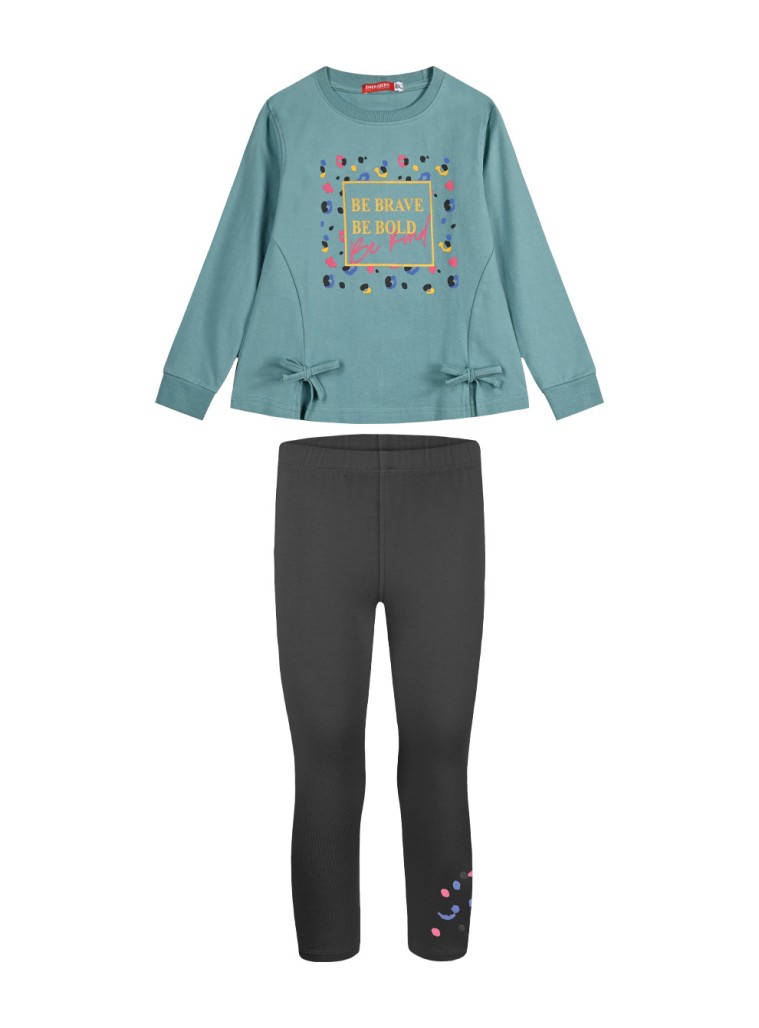 Cotton set with print for girls | DARK GREY Cotton set with print for girls | DARK GREY