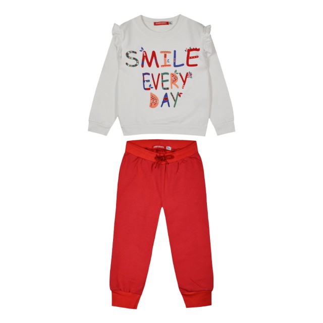 Energiers cotton sweatshirt set with print for girls | RED