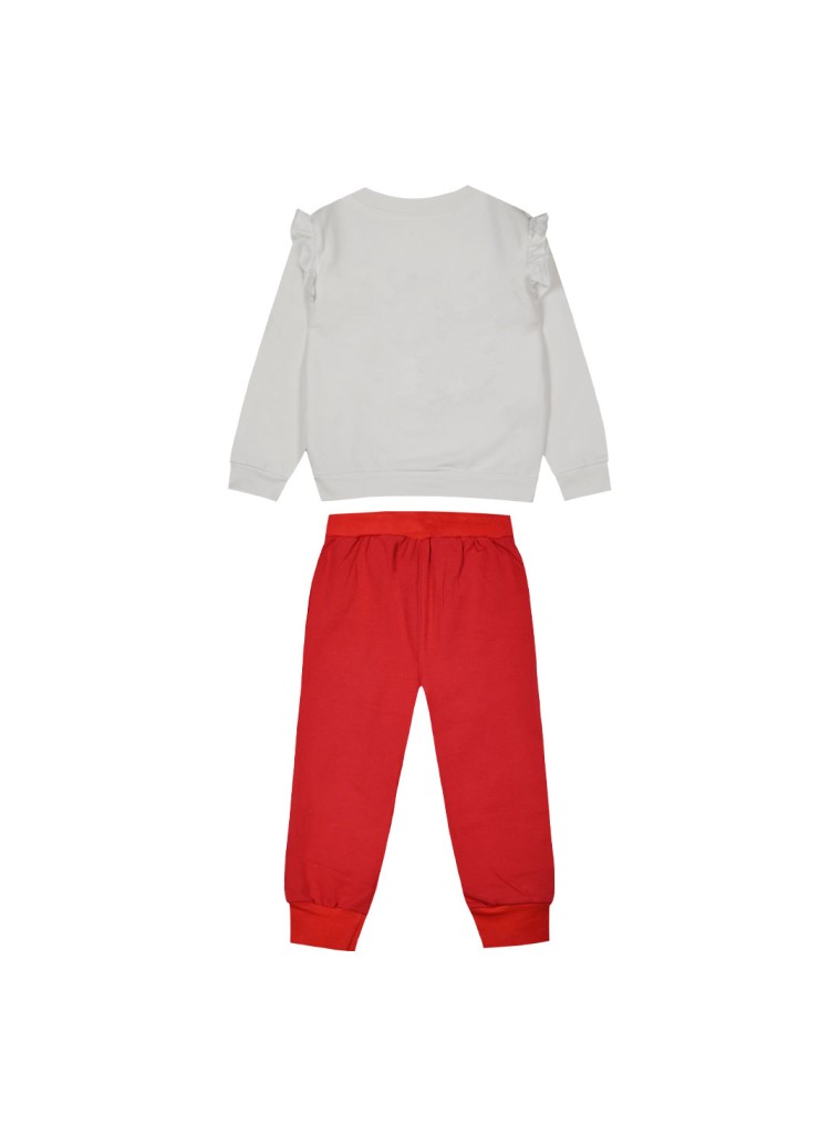 Energiers cotton sweatshirt set with print for girls | RED