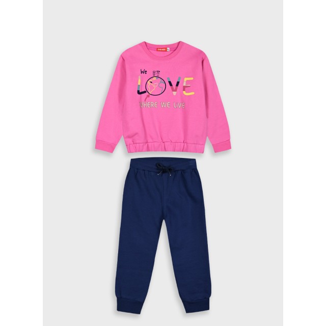 Energiers cotton sweatshirt set with print for girls | INDIGO