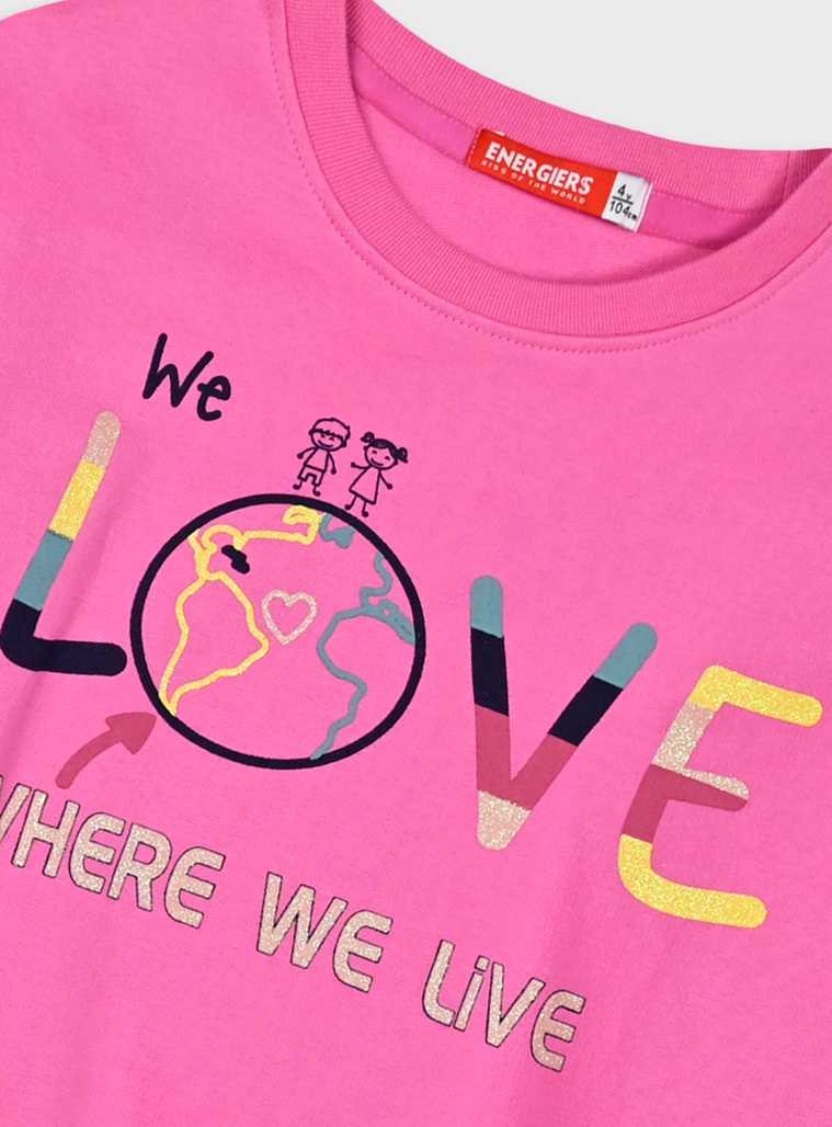 Energiers cotton sweatshirt set with print for girls | INDIGO