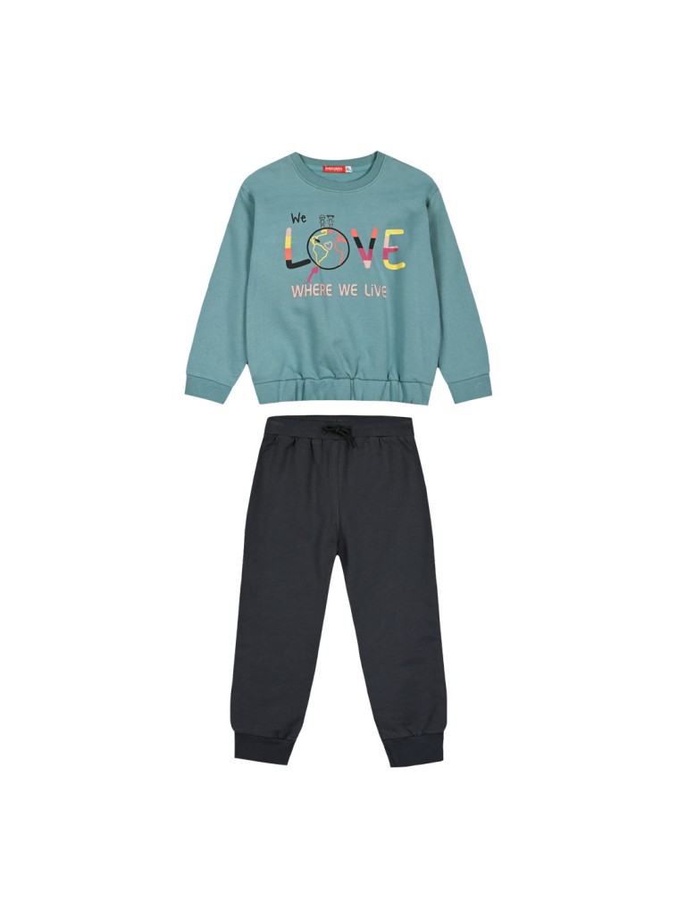 Energiers cotton sweatshirt set with print for girls | DARK GREY
