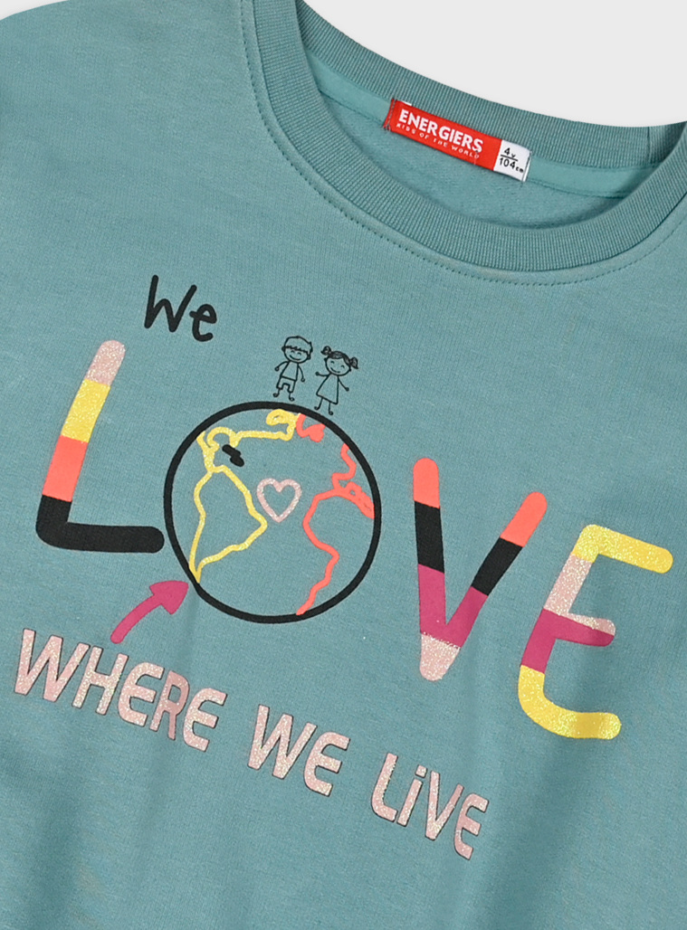 Energiers cotton sweatshirt set with print for girls | DARK GREY