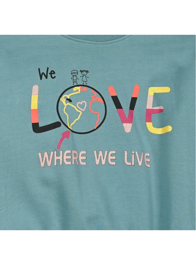 Energiers cotton sweatshirt set with print for girls | DARK GREY