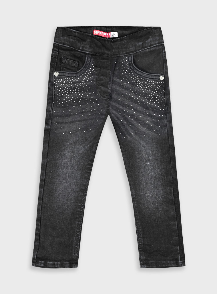 Elastic jeans for girls | BLACK DENIM Elastic jeans for girls | BLACK DENIM