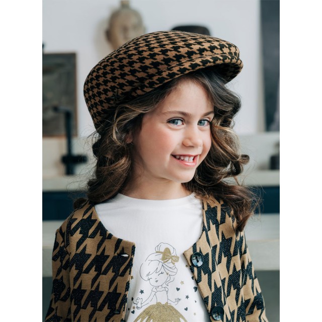 Houndstooth jacket with lurex for girls | BEIGE Houndstooth jacket with lurex for girls | BEIGE