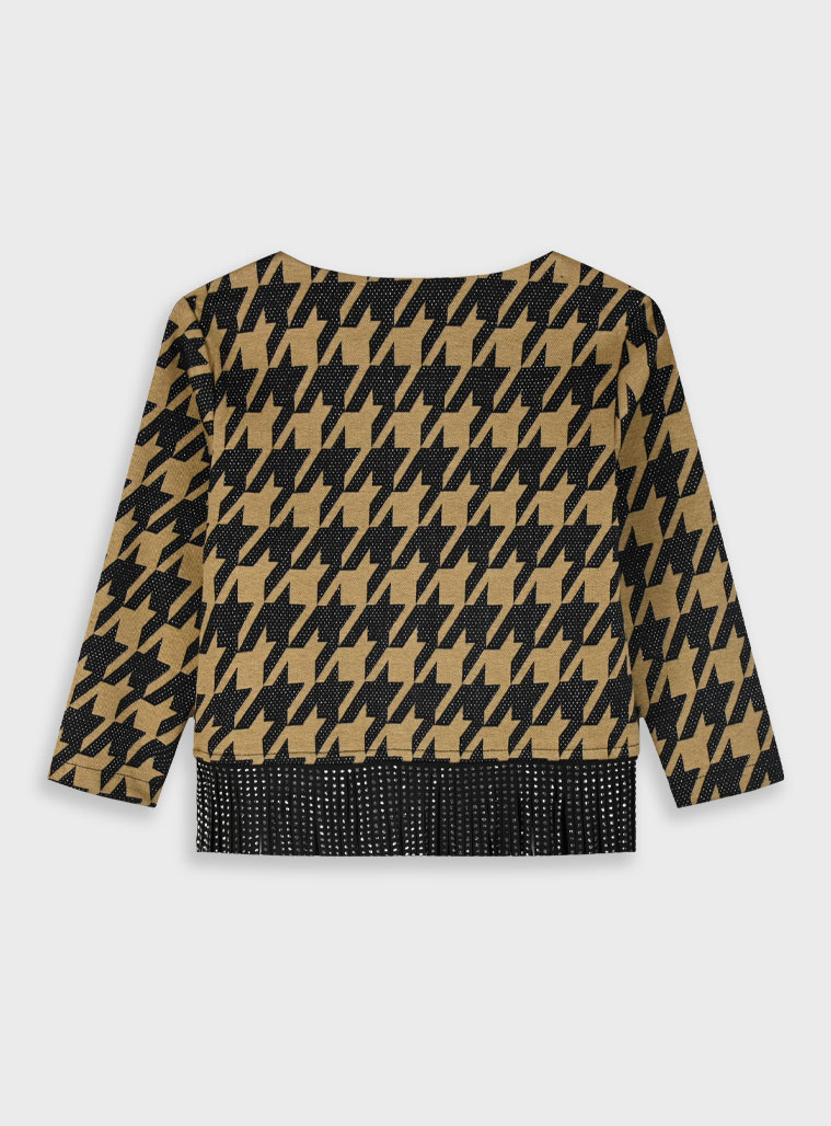 Houndstooth jacket with lurex for girls | BEIGE Houndstooth jacket with lurex for girls | BEIGE