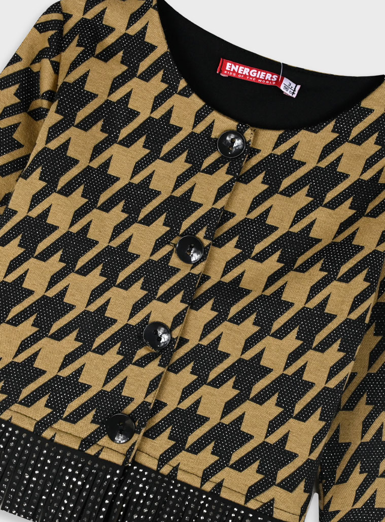 Houndstooth jacket with lurex for girls | BEIGE Houndstooth jacket with lurex for girls | BEIGE