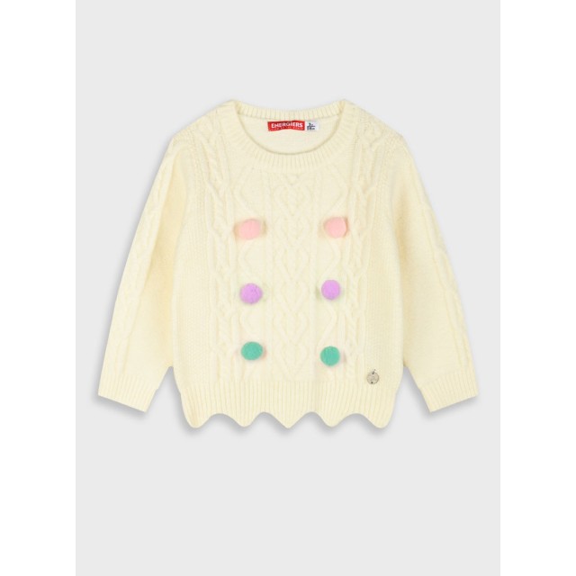 Knit cableknit sweater for girls | ECRU