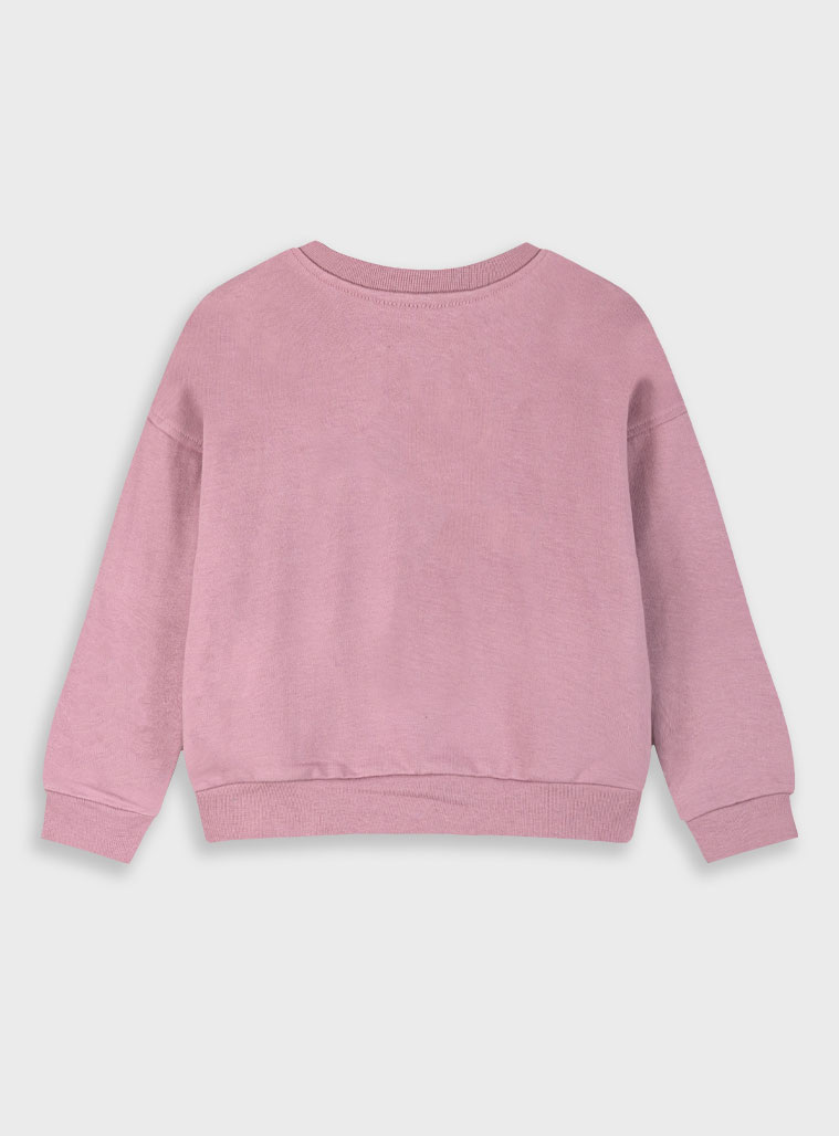 Fleece sweatshirt with print for girls | DUSTY LILAC