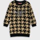 Knit houndstooth dress for girls | BEIGE