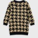 Knit houndstooth dress for girls | BEIGE
