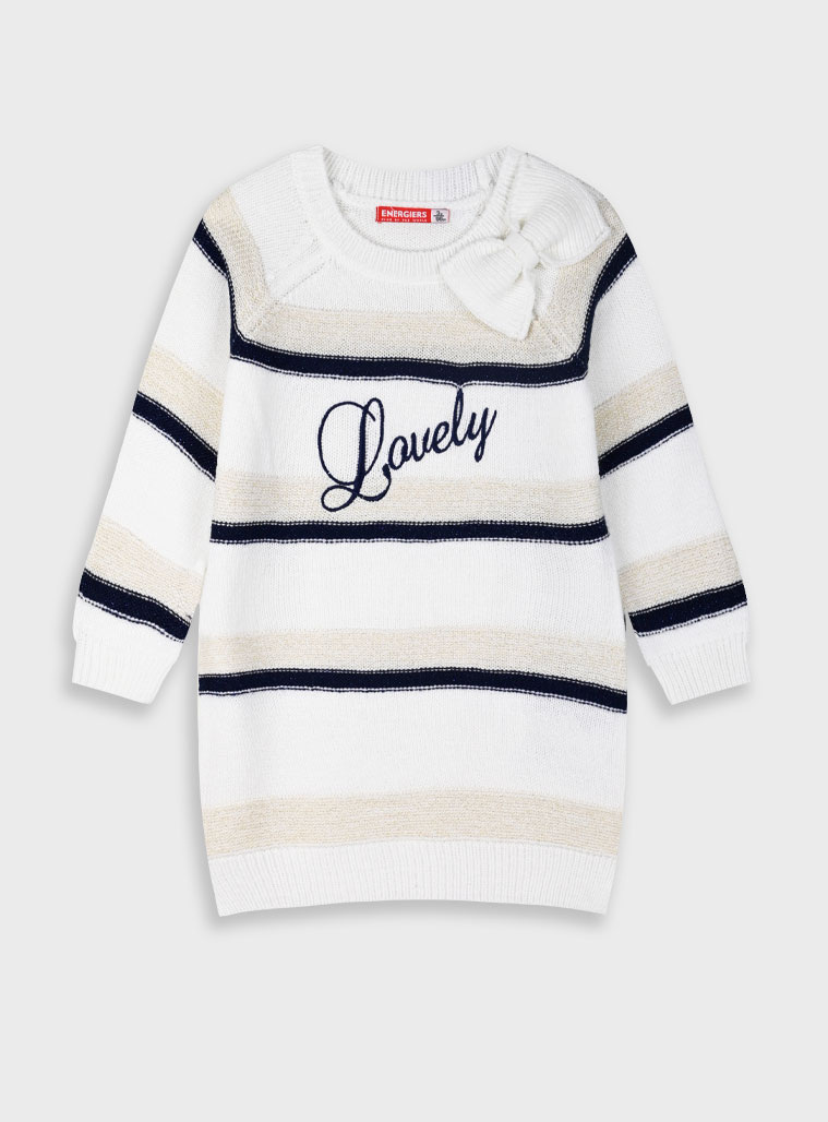 Knit stripped dress for girls | STRIPPED PRINT
