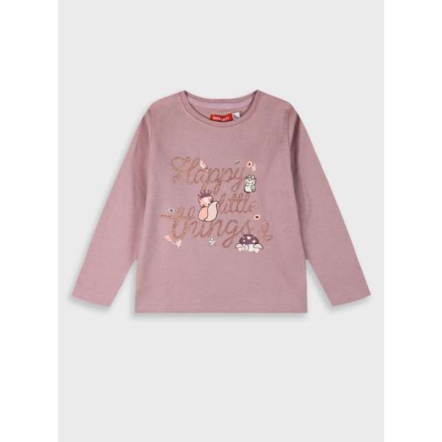 Jersey shirt with glitter print for girls | DUSTY LILAC