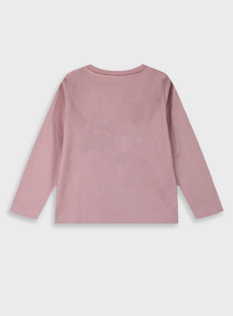 Jersey shirt with glitter print for girls | DUSTY LILAC