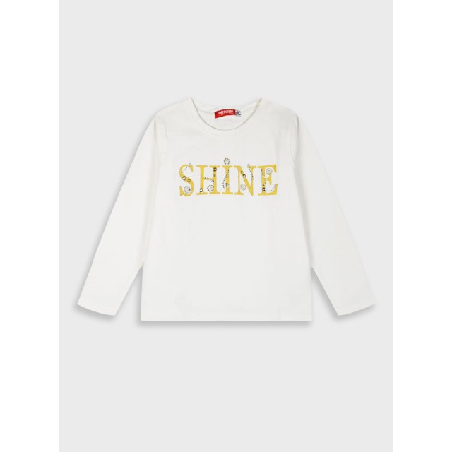 Jersey shirt with print for girls | ECRU