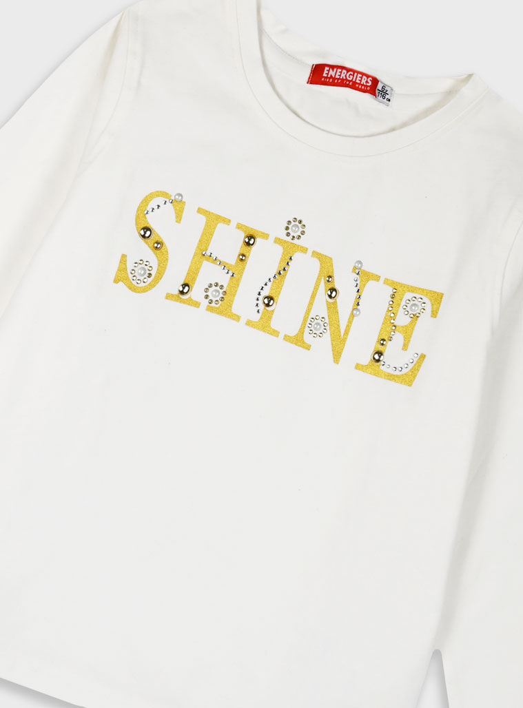 Jersey shirt with print for girls | ECRU Jersey shirt with print for girls | ECRU