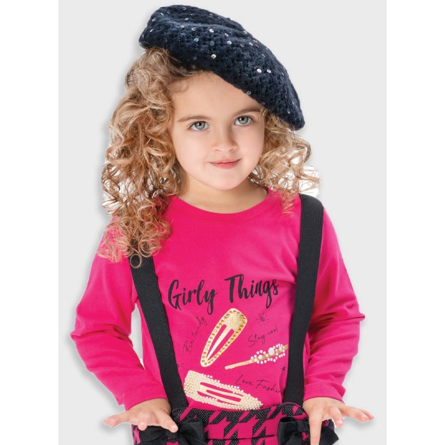 Jersey shirt with print for girls | MAGENTA Jersey shirt with print for girls | MAGENTA