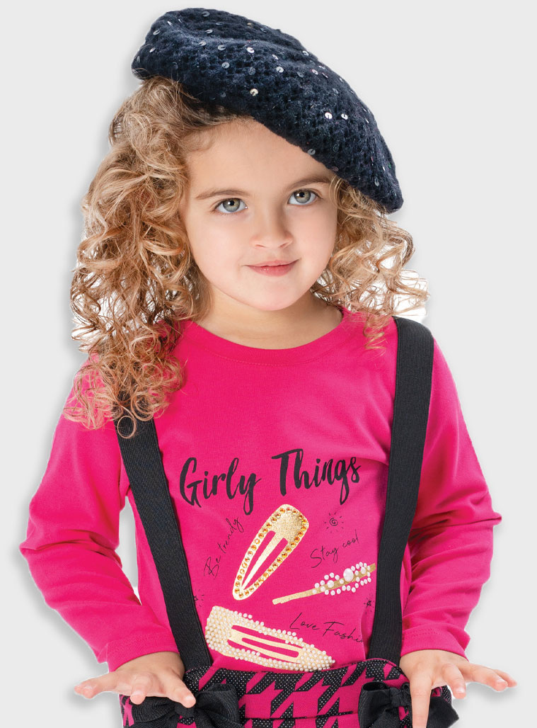 Jersey shirt with print for girls | MAGENTA Jersey shirt with print for girls | MAGENTA