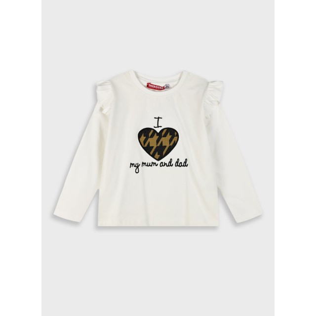 Jersey shirt with embroidery for girls | ECRU