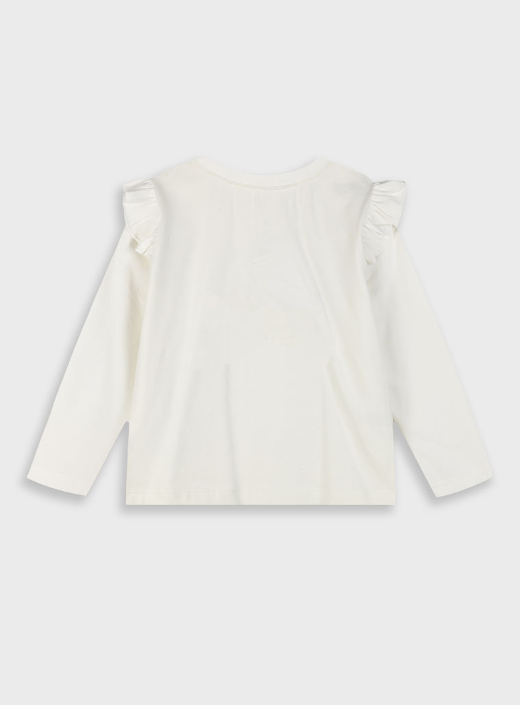 Jersey shirt with embroidery for girls | ECRU