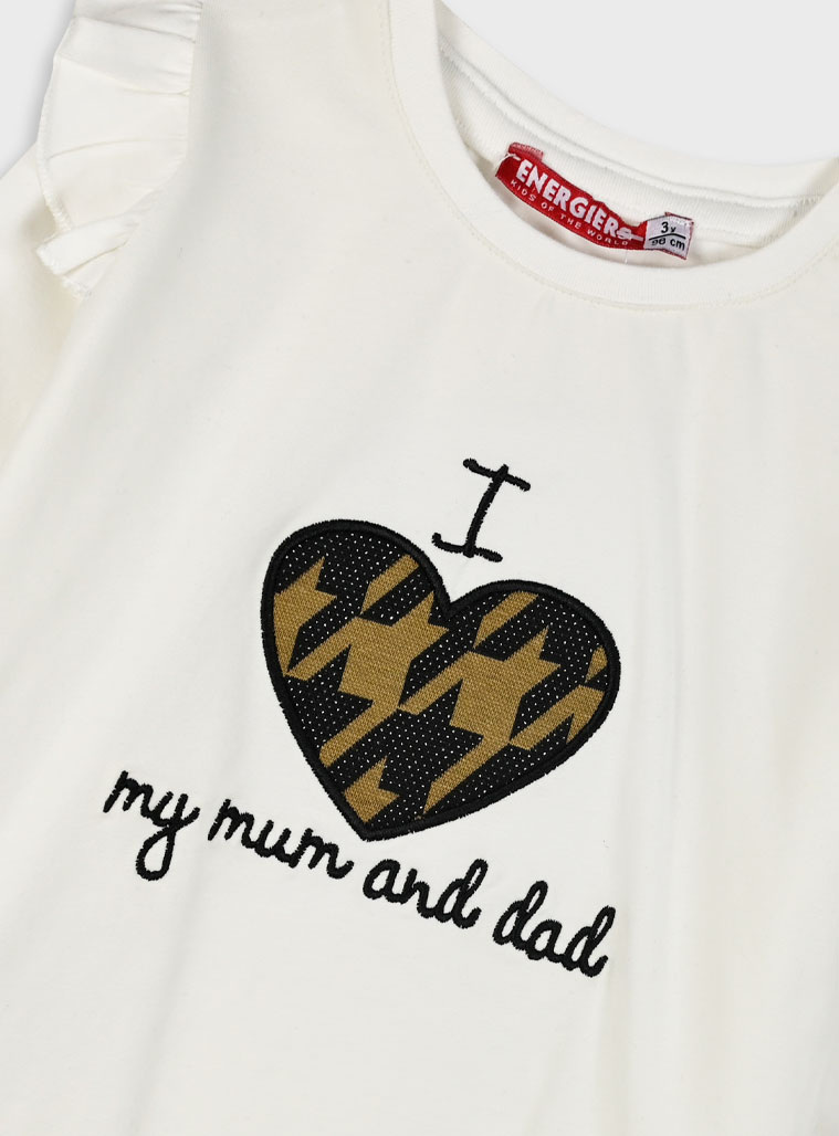 Jersey shirt with embroidery for girls | ECRU